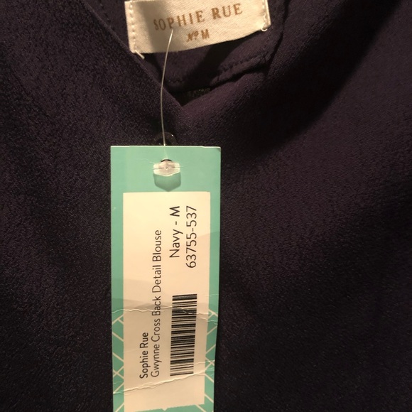 Sophie Rue Cross Back Detail Navy Blouse - Picture 10 of 12